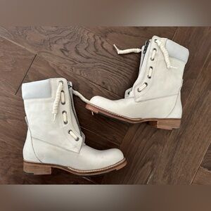 Cream leather boots